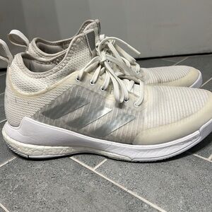 Adidas crazy flight mid White and Silver Performance Volleyball Sneakers